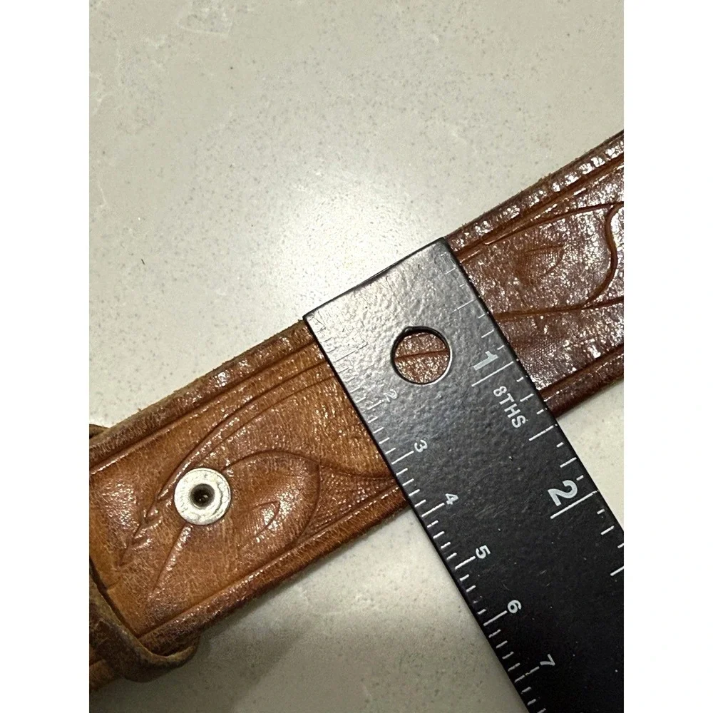 VTG Philmont Scout Ranch Leather Belt 32 Cimarron NM‎ Tooth of Time Brass Buckle